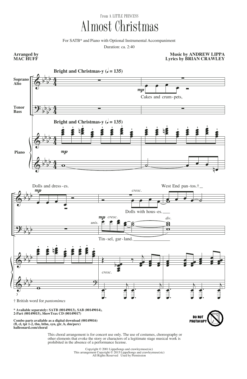 Download Mac Huff Almost Christmas Sheet Music and learn how to play SAB PDF digital score in minutes