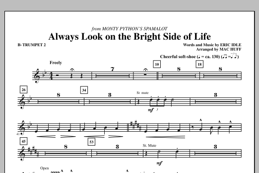 Download Mac Huff Always Look On The Bright Side Of Life - Bb Trumpet 2 Sheet Music and learn how to play Choir Instrumental Pak PDF digital score in minutes