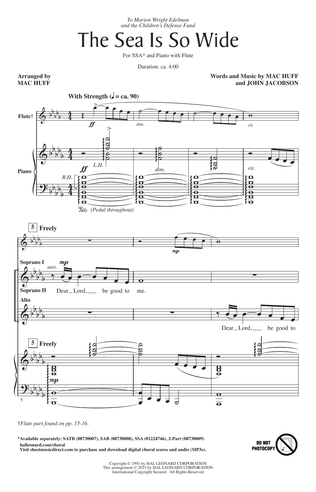 Download Mac Huff and John Jacobson The Sea Is So Wide (arr. Mac Huff) Sheet Music and learn how to play SSA Choir PDF digital score in minutes