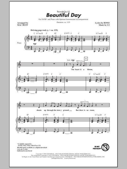 Download Mac Huff Beautiful Day Sheet Music and learn how to play 2-Part Choir PDF digital score in minutes