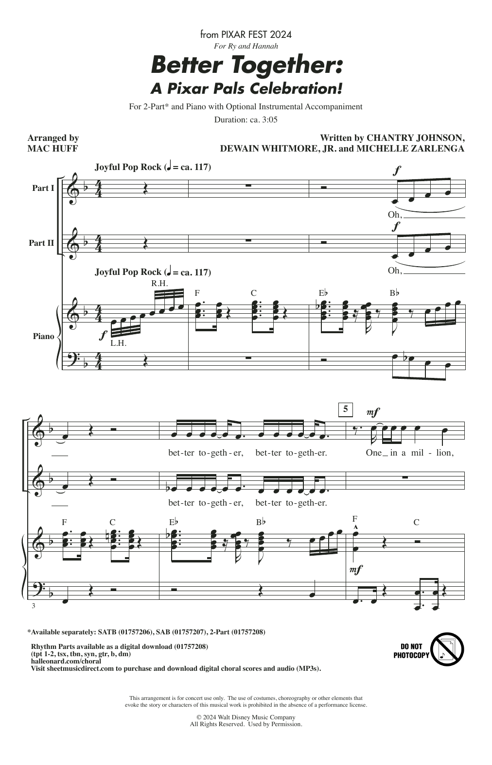 Download Mac Huff Better Together: A Pixar Pals Celebration! Sheet Music and learn how to play SAB Choir PDF digital score in minutes