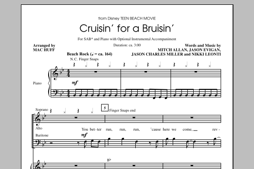 Download Ross Lynch Cruisin' For A Bruisin' (from Teen Beach Movie) (arr. Mac Huff) Sheet Music and learn how to play SATB PDF digital score in minutes