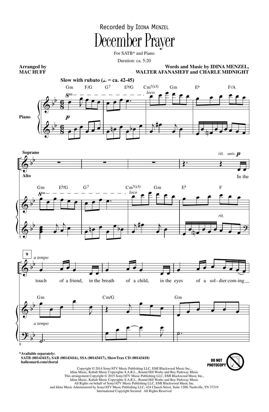 Download Mac Huff December Prayer Sheet Music and learn how to play SSA PDF digital score in minutes