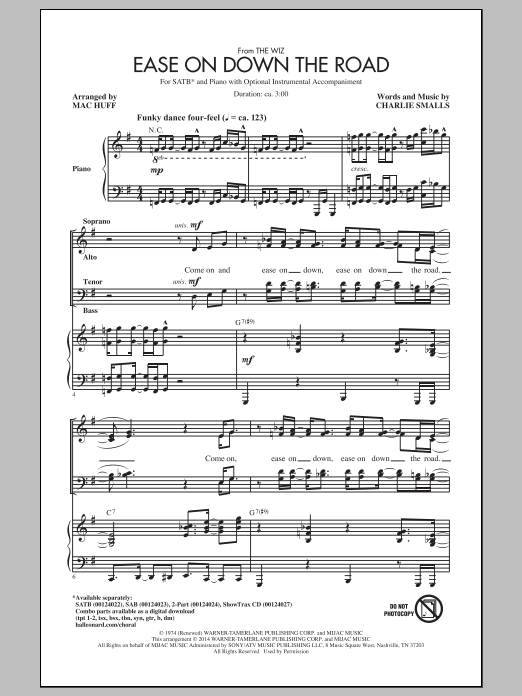 Download Mac Huff Ease On Down The Road Sheet Music and learn how to play SAB PDF digital score in minutes