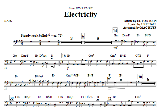 Download Mac Huff Electricity (from Billy Elliot) - Bass Sheet Music and learn how to play Choir Instrumental Pak PDF digital score in minutes