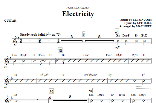 Download Mac Huff Electricity (from Billy Elliot) - Guitar Sheet Music and learn how to play Choir Instrumental Pak PDF digital score in minutes
