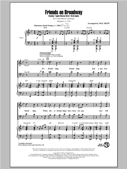 Download Cole Porter Friends on Broadway (arr. Mac Huff) Sheet Music and learn how to play 2-Part Choir PDF digital score in minutes