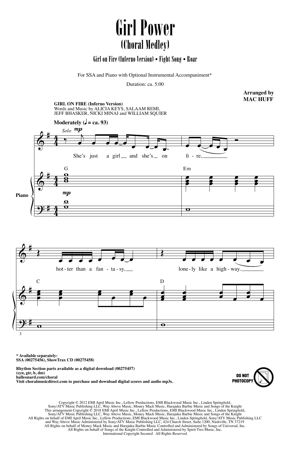 Download Mac Huff Girl Power (Choral Medley) Sheet Music and learn how to play SSA PDF digital score in minutes