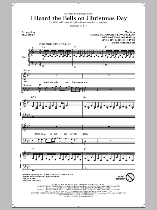 Download Mac Huff I Heard The Bells On Christmas Day Sheet Music and learn how to play 2-Part Choir PDF digital score in minutes