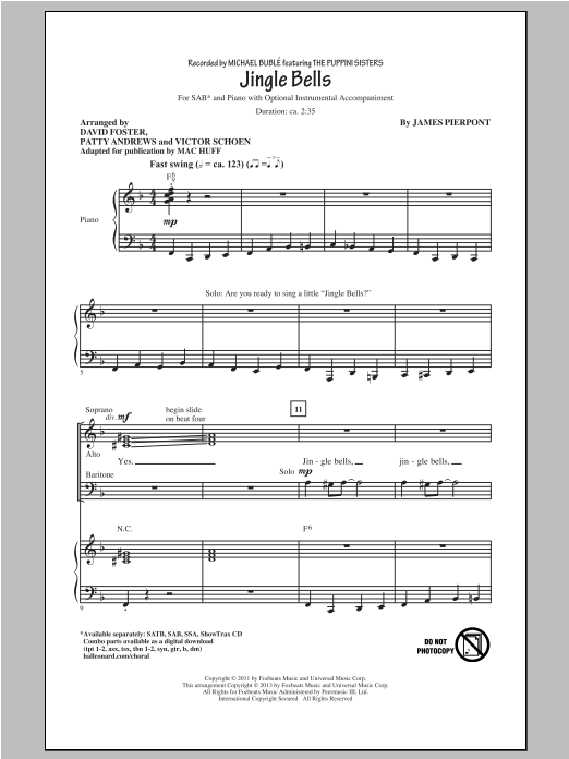 Download Mac Huff Jingle Bells Sheet Music and learn how to play SAB PDF digital score in minutes