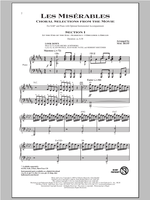 Download Boublil and Schonberg Les Miserables (Choral Selections From The Movie) (arr. Mac Huff) Sheet Music and learn how to play SAB PDF digital score in minutes