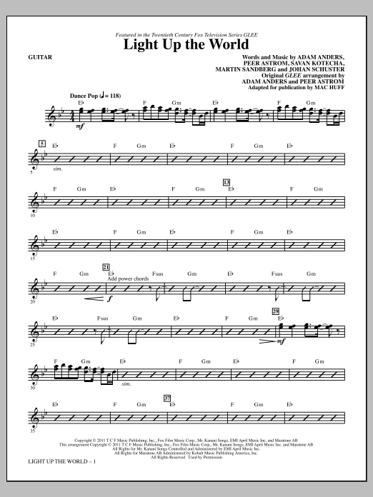 Download Mac Huff Light Up The World - Guitar Sheet Music and learn how to play Choir Instrumental Pak PDF digital score in minutes