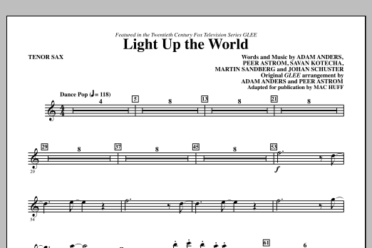 Download Mac Huff Light Up The World - Tenor Sax Sheet Music and learn how to play Choir Instrumental Pak PDF digital score in minutes