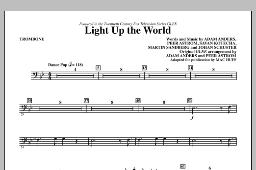 Download Mac Huff Light Up The World - Trombone Sheet Music and learn how to play Choir Instrumental Pak PDF digital score in minutes