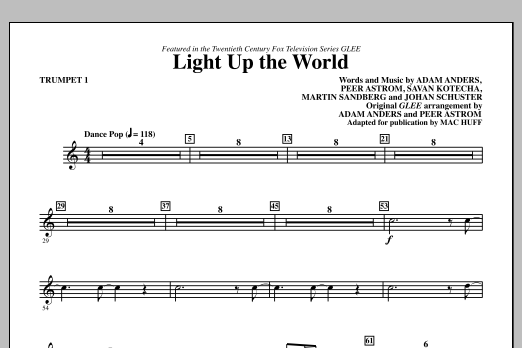 Download Mac Huff Light Up The World - Trumpet 1 Sheet Music and learn how to play Choir Instrumental Pak PDF digital score in minutes