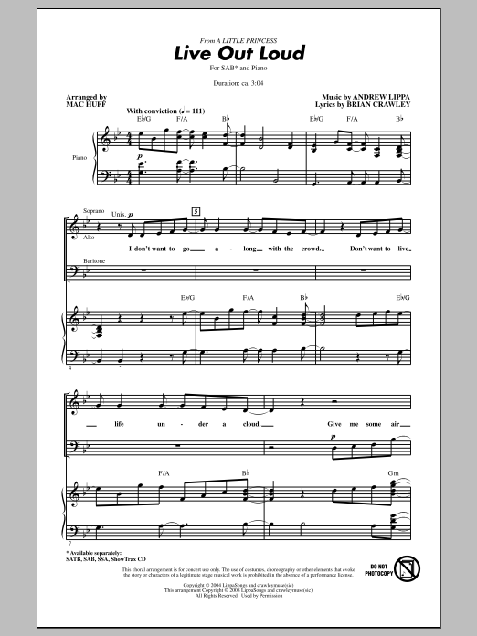 Download Mac Huff Live Out Loud Sheet Music and learn how to play SAB PDF digital score in minutes