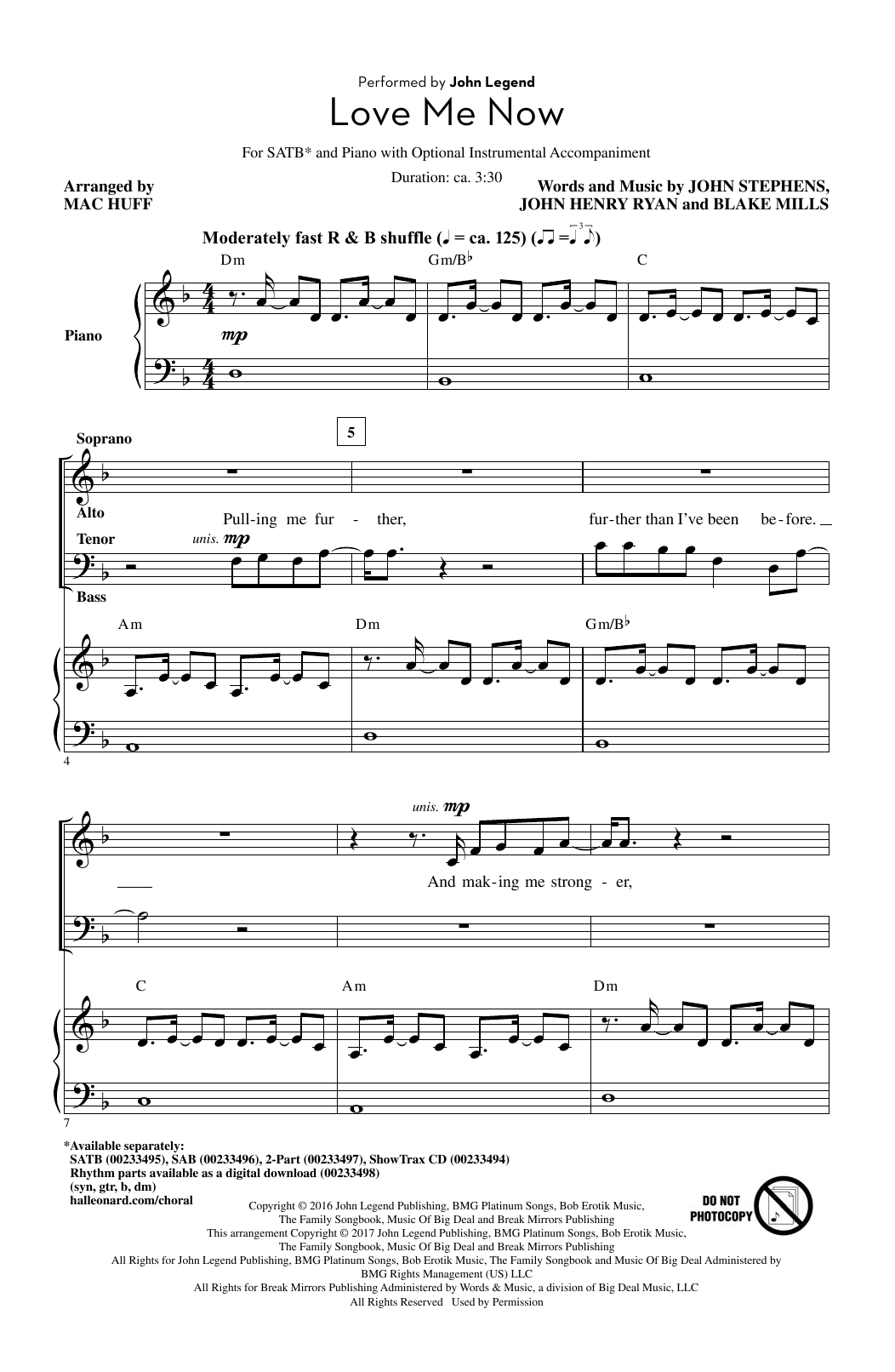 Download Mac Huff Love Me Now Sheet Music and learn how to play 2-Part Choir PDF digital score in minutes