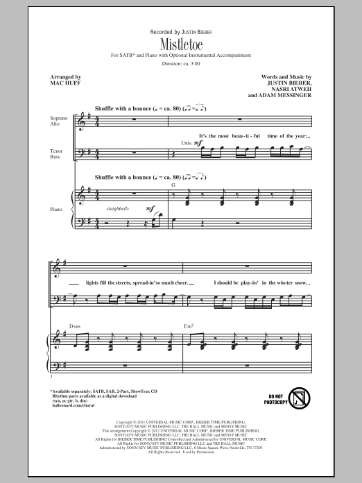 Download Justin Bieber Mistletoe (arr. Mac Huff) Sheet Music and learn how to play 2-Part Choir PDF digital score in minutes