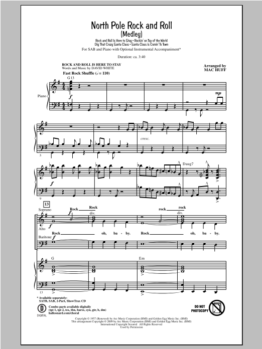 Download Mac Huff North Pole Rock And Roll (Medley) Sheet Music and learn how to play SATB PDF digital score in minutes
