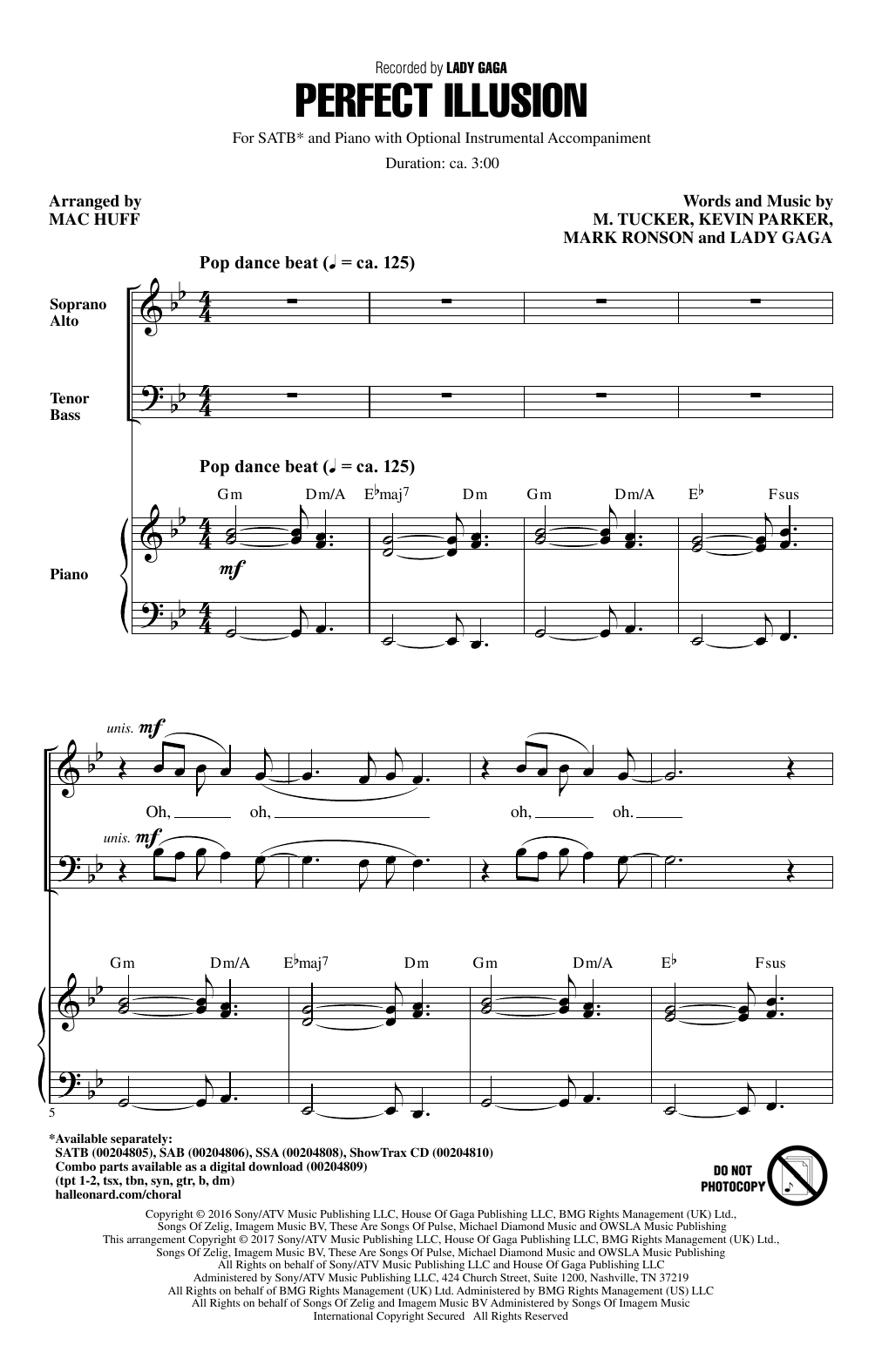 Download Mac Huff Perfect Illusion Sheet Music and learn how to play SATB PDF digital score in minutes