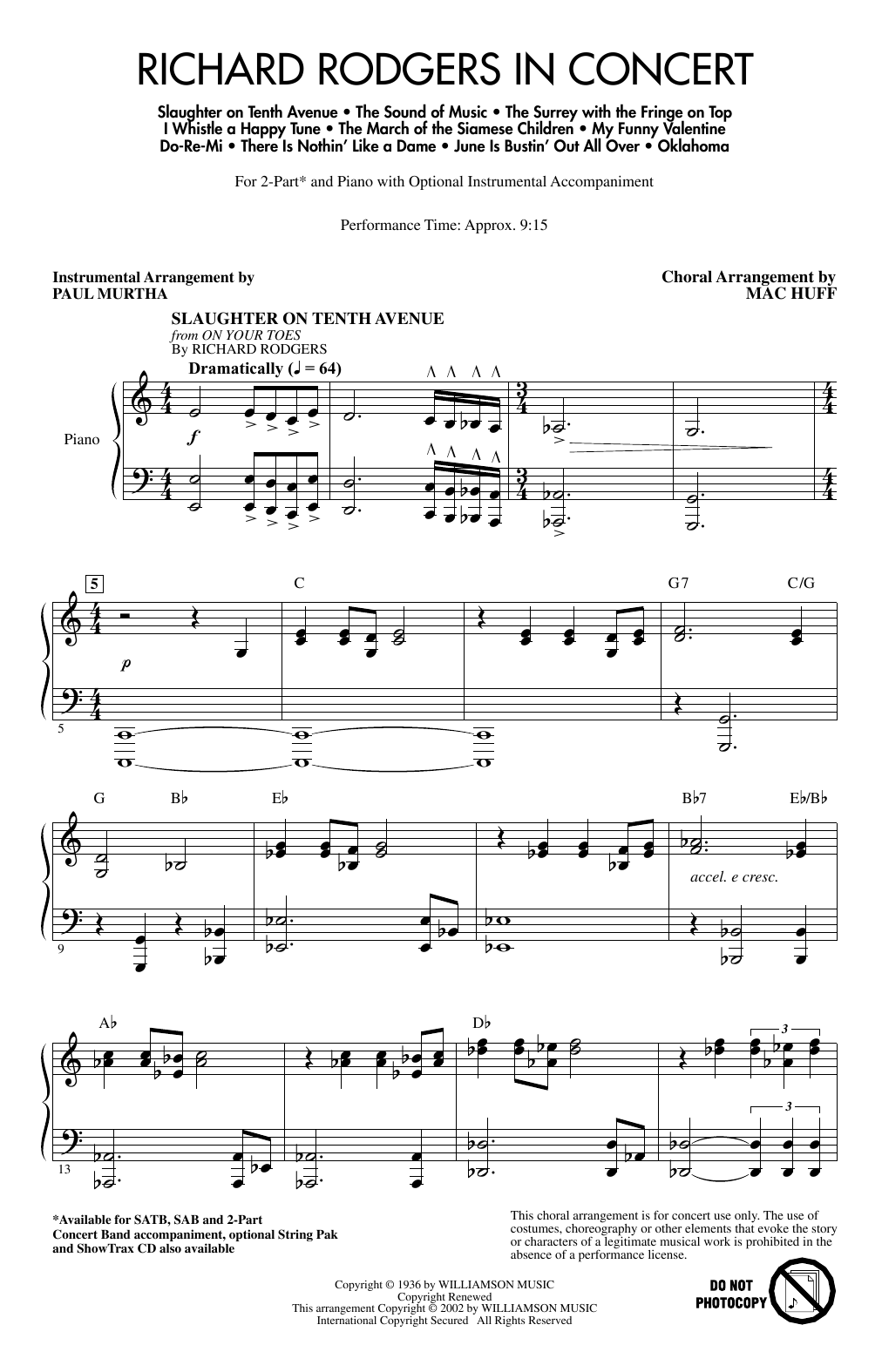 Download Mac Huff Richard Rodgers in Concert (Medley) Sheet Music and learn how to play 2-Part Choir PDF digital score in minutes