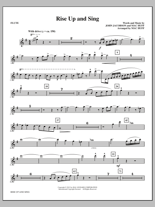 Download Mac Huff Rise Up And Sing - Flute Sheet Music and learn how to play Choir Instrumental Pak PDF digital score in minutes