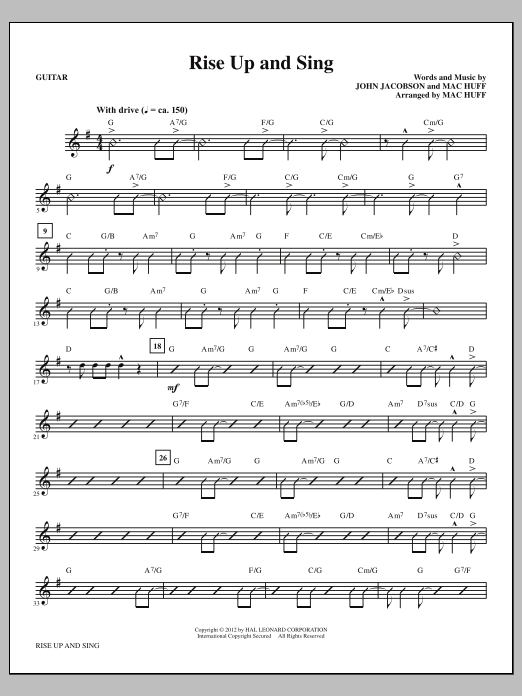Download Mac Huff Rise Up And Sing - Guitar Sheet Music and learn how to play Choir Instrumental Pak PDF digital score in minutes