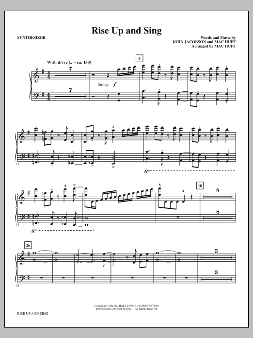 Download Mac Huff Rise Up And Sing - Synthesizer Sheet Music and learn how to play Choir Instrumental Pak PDF digital score in minutes