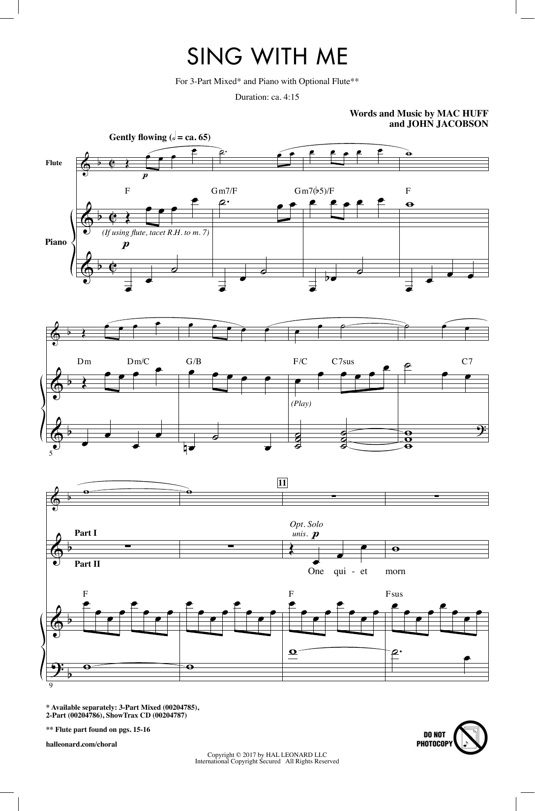 Download Mac Huff Sing With Me Sheet Music and learn how to play 2-Part Choir PDF digital score in minutes