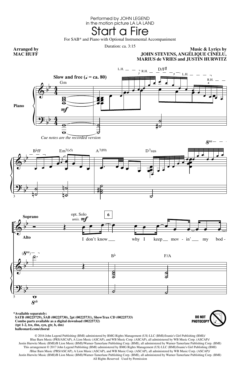 Download Mac Huff Start A Fire Sheet Music and learn how to play SAB PDF digital score in minutes