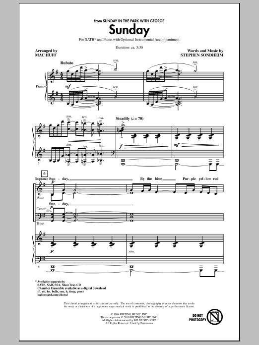 Download Mac Huff Sunday Sheet Music and learn how to play SATB Choir PDF digital score in minutes