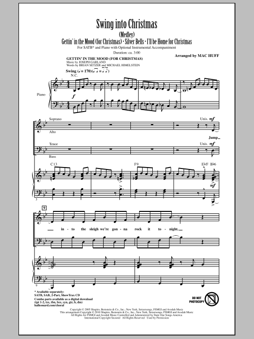 Download Mac Huff Swing Into Christmas (Medley) Sheet Music and learn how to play SATB Choir PDF digital score in minutes