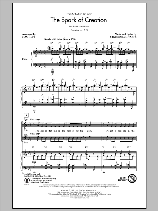 Download Stephen Schwartz The Spark Of Creation (from Children of Eden) (arr. Mac Huff) Sheet Music and learn how to play SATB PDF digital score in minutes
