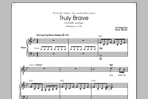 Download Mac Huff Truly Brave Sheet Music and learn how to play 2-Part Choir PDF digital score in minutes