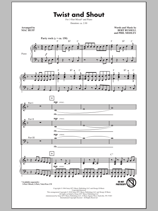 Download Mac Huff Twist And Shout Sheet Music and learn how to play 2-Part Choir PDF digital score in minutes