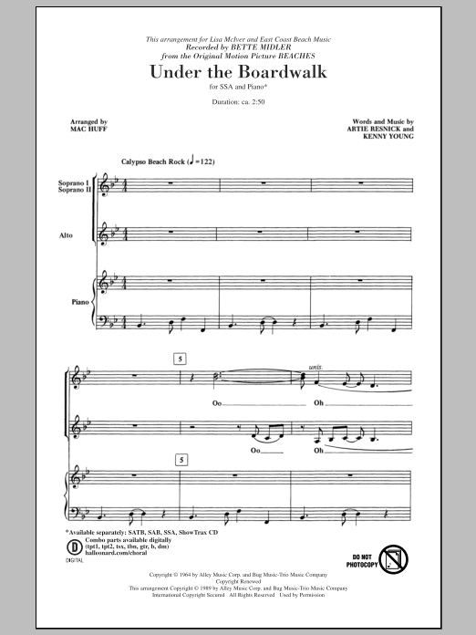 Download The Drifters Under The Boardwalk (arr. Mac Huff) Sheet Music and learn how to play SAB PDF digital score in minutes