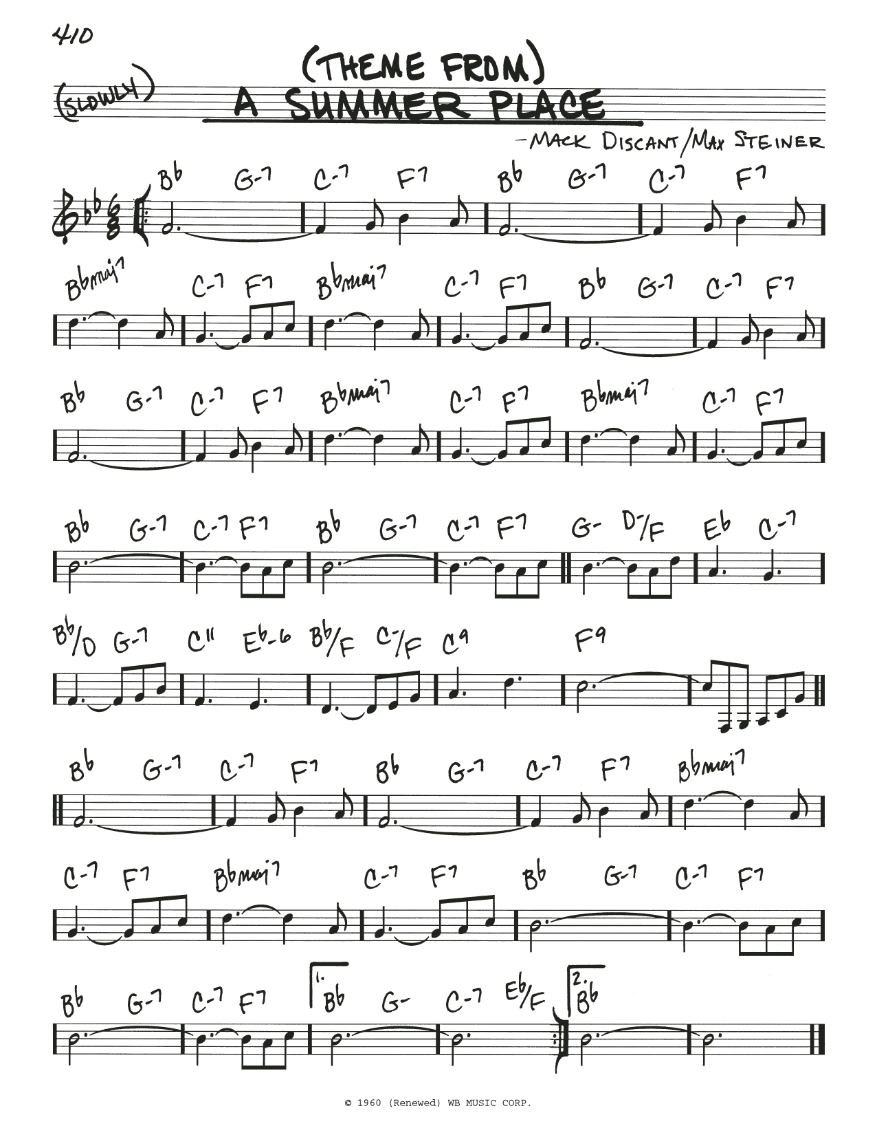 Download Mack Discant (Theme From) A Summer Place Sheet Music and learn how to play Real Book – Melody & Chords PDF digital score in minutes
