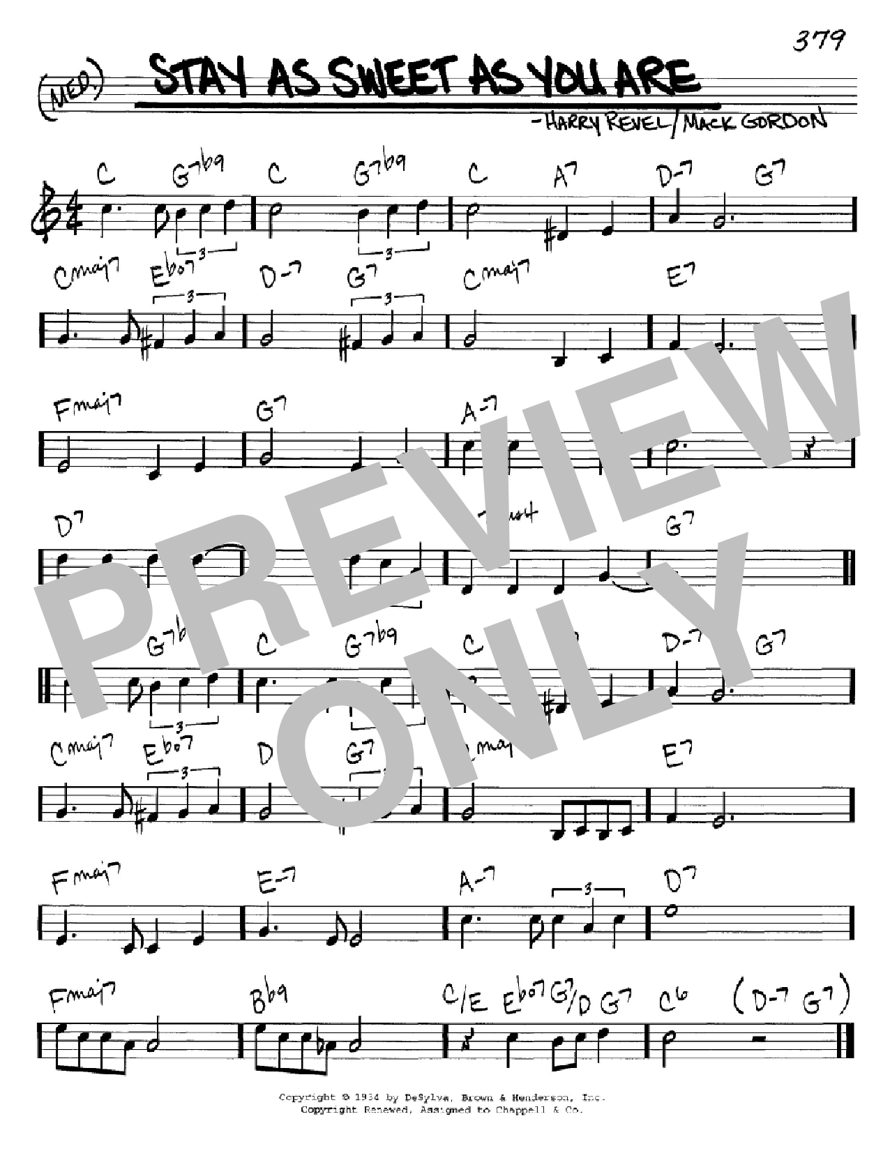 Download Mack Gordon Stay As Sweet As You Are Sheet Music and learn how to play Real Book – Melody & Chords – C Instruments PDF digital score in minutes