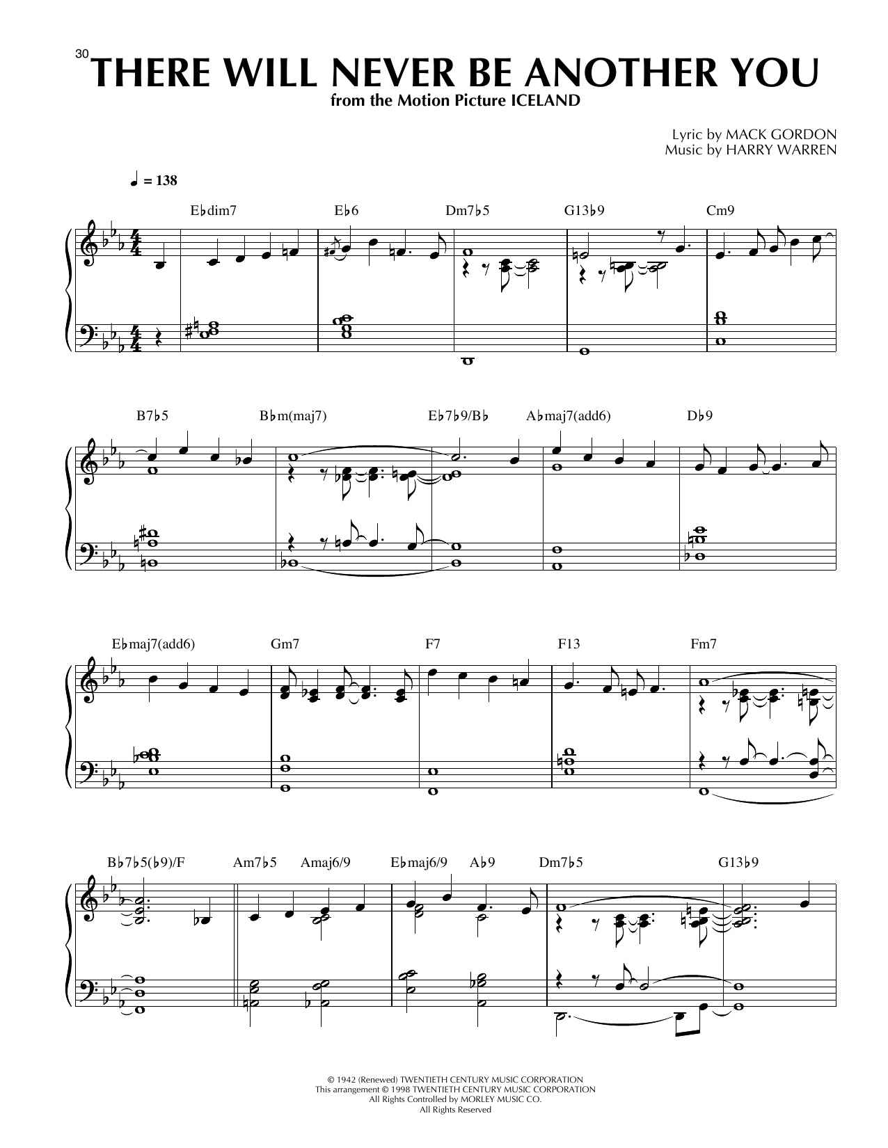 Download Mack Gordon There Will Never Be Another You (arr. Al Lerner and Thomas Coppola) Sheet Music and learn how to play Piano Solo PDF digital score in minutes