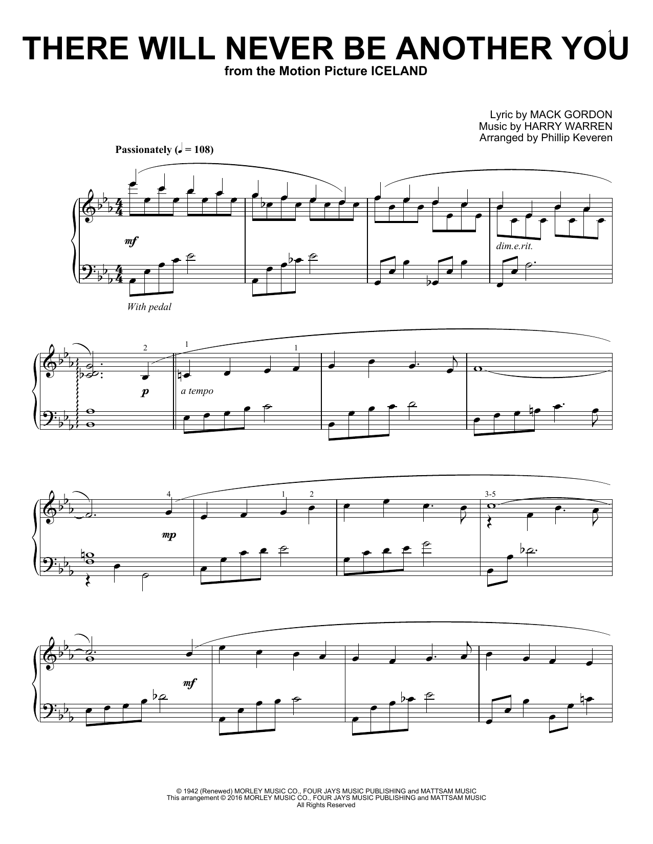 Download Phillip Keveren There Will Never Be Another You Sheet Music and learn how to play Piano PDF digital score in minutes