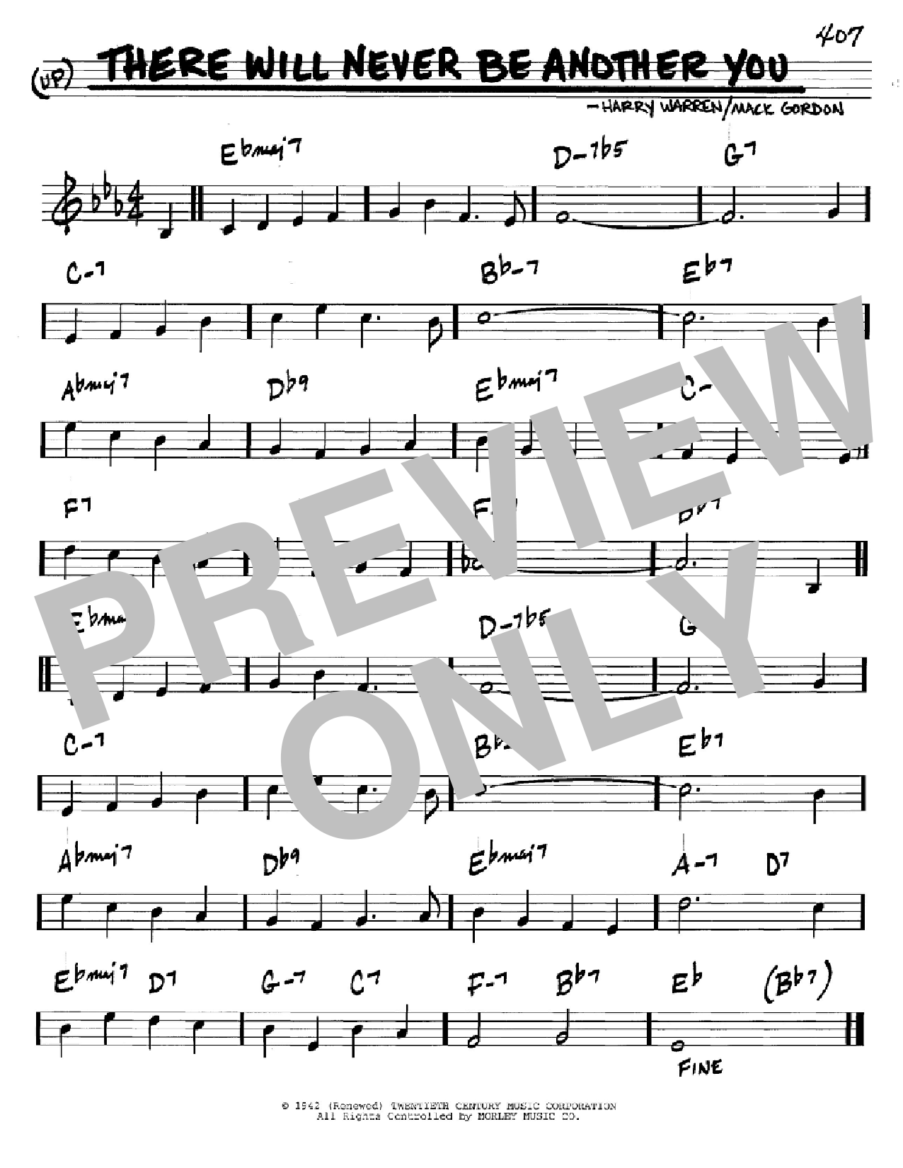 Download Mack Gordon There Will Never Be Another You Sheet Music and learn how to play Real Book - Melody & Chords - Bb Instruments PDF digital score in minutes
