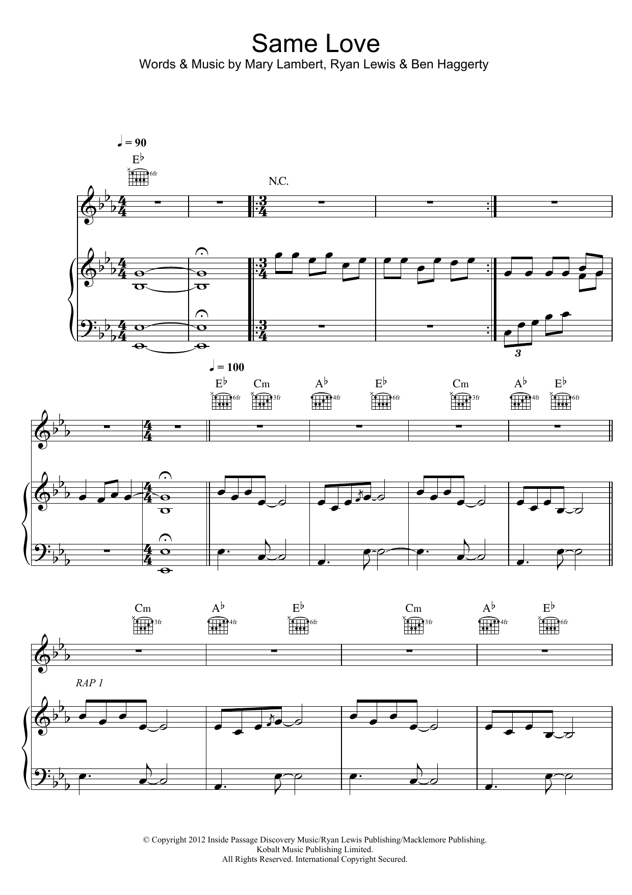 Download Macklemore & Ryan Lewis Same Love Sheet Music and learn how to play Piano, Vocal & Guitar (Right-Hand Melody) PDF digital score in minutes