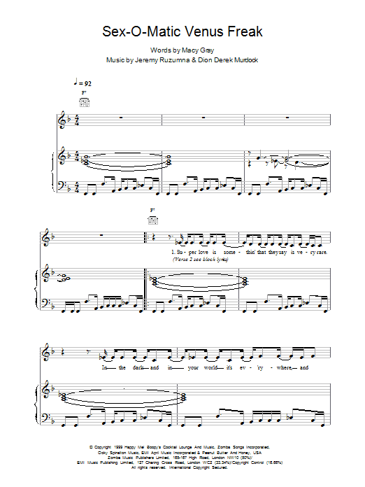 Download Macy Gray Sexomatic Venus Freak Sheet Music and learn how to play Piano, Vocal & Guitar PDF digital score in minutes