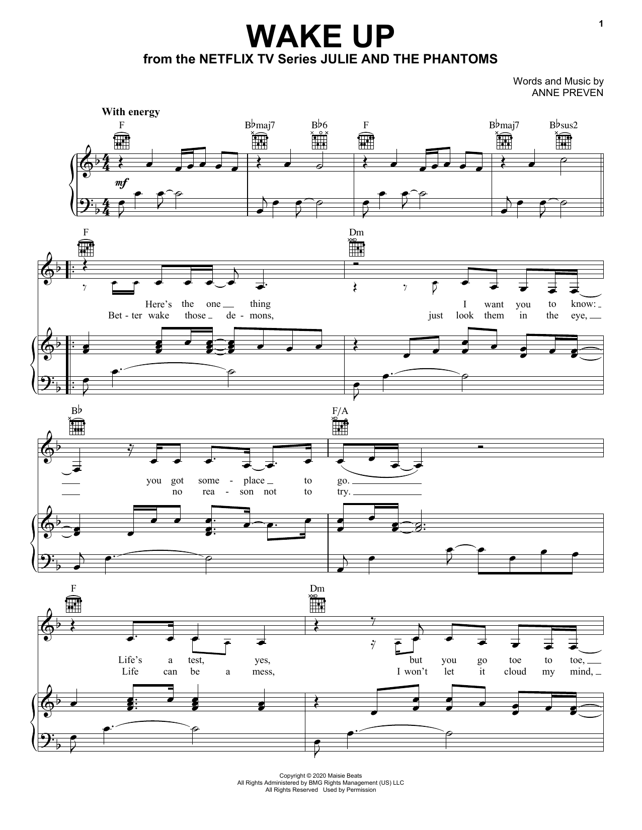 Download Madison Reyes Wake Up (from Julie and the Phantoms) Sheet Music and learn how to play Super Easy Piano PDF digital score in minutes