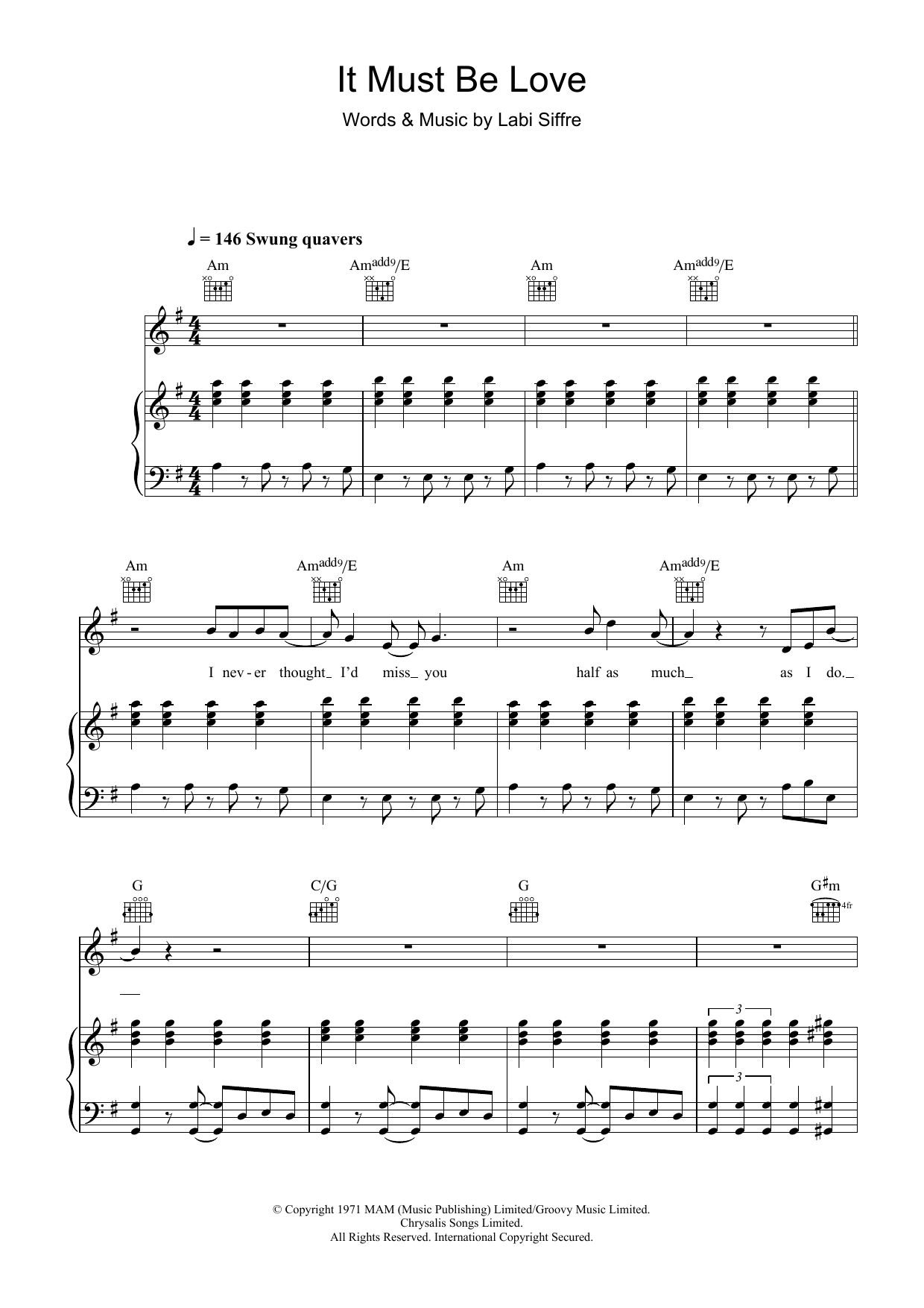 Download Madness It Must Be Love Sheet Music and learn how to play Beginner Piano PDF digital score in minutes