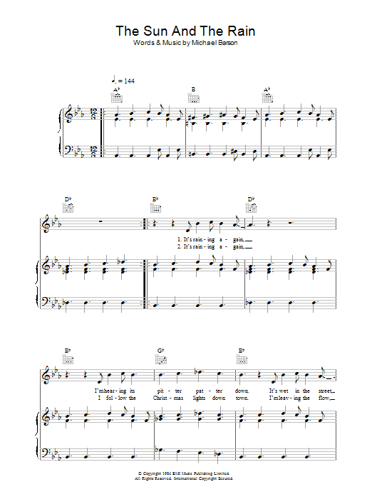 Download Madness The Sun And The Rain Sheet Music and learn how to play Piano, Vocal & Guitar (Right-Hand Melody) PDF digital score in minutes
