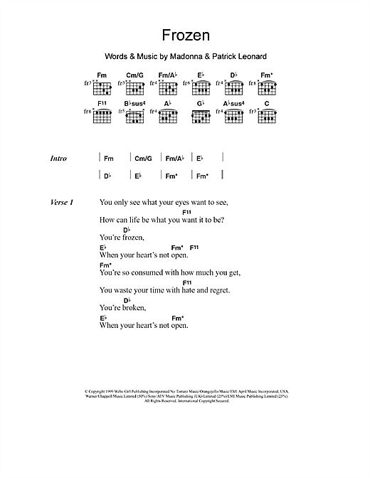 Download Madonna Frozen Sheet Music and learn how to play Flute PDF digital score in minutes