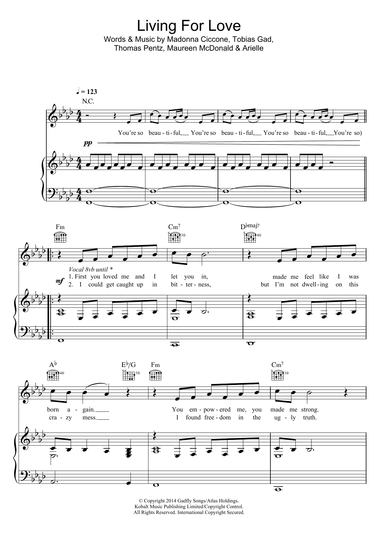 Download Madonna Living For Love Sheet Music and learn how to play Piano, Vocal & Guitar (Right-Hand Melody) PDF digital score in minutes