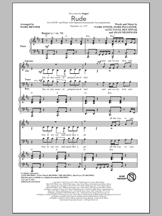 Download Mark Brymer Rude Sheet Music and learn how to play SATB PDF digital score in minutes