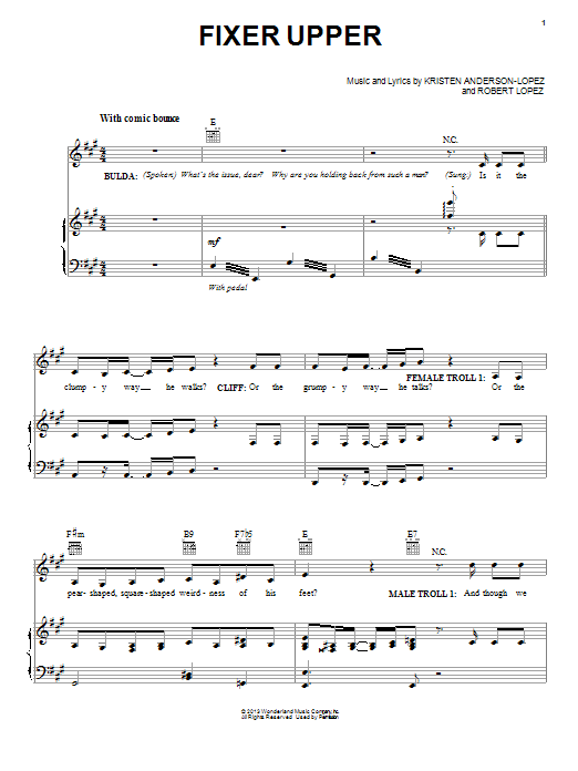 Download Maia Wilson and Cast Fixer Upper (from Disney's Frozen) Sheet Music and learn how to play Super Easy Piano PDF digital score in minutes